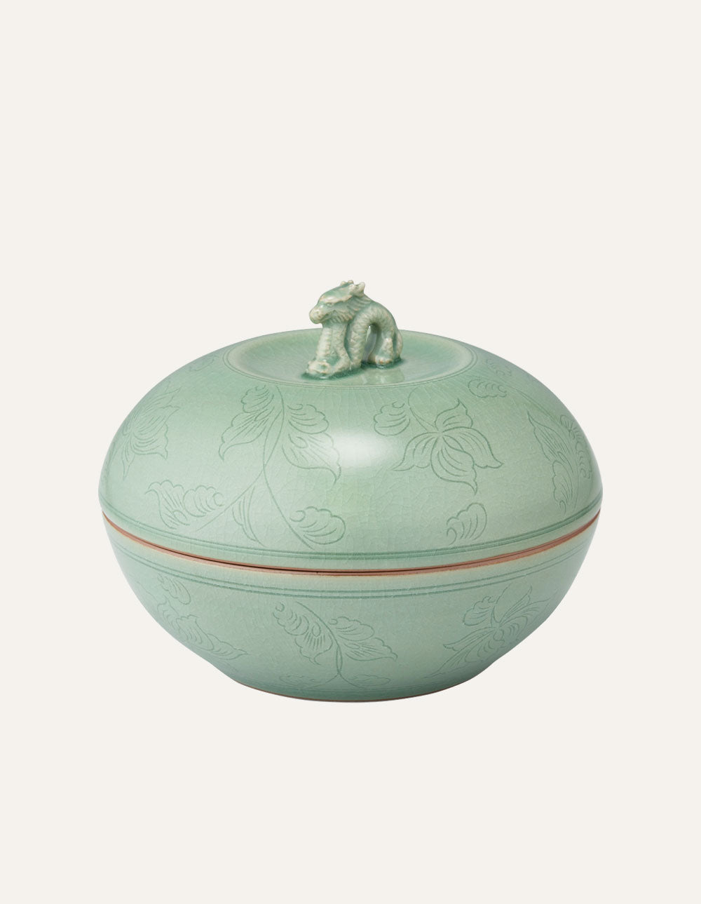 Dragon Lidded Bowl 15cm Celadon