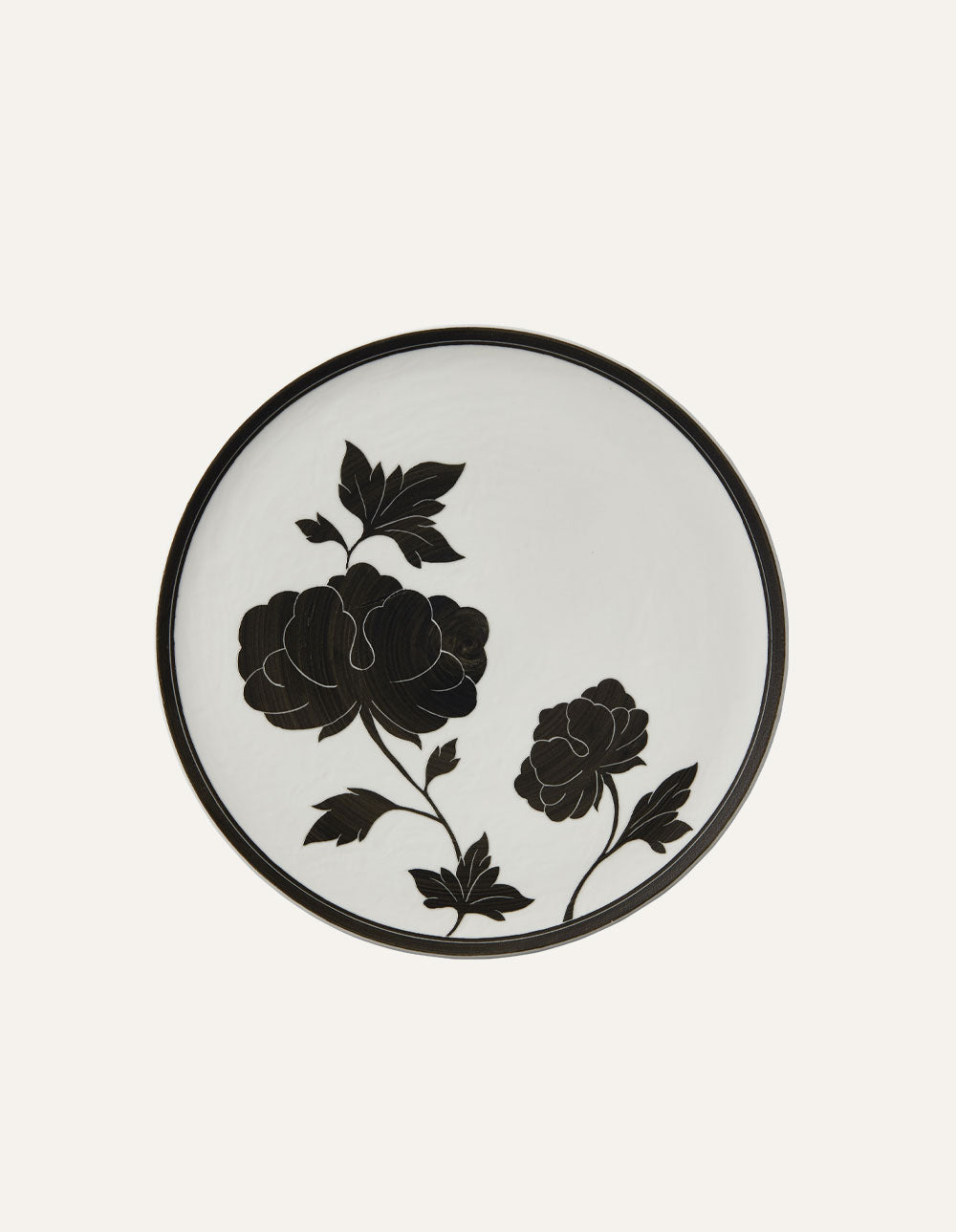 Flat Plate 22cm Peony Black