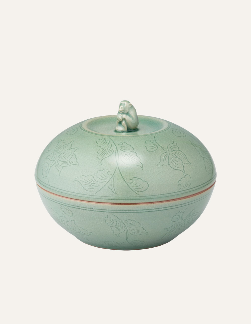 Monkey Lidded Bowl 15cm Celadon