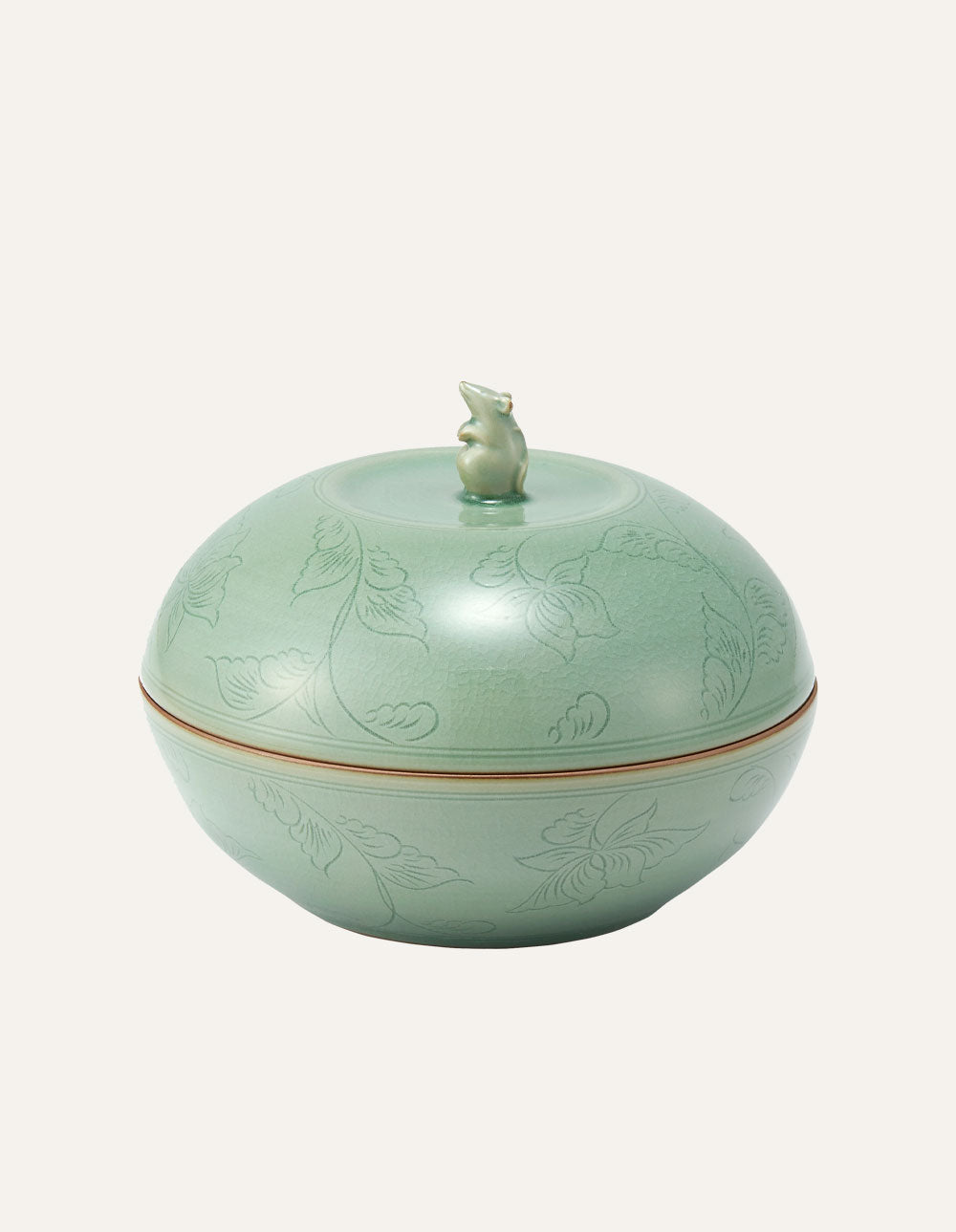 Rat Lidded Bowl 15cm Celadon