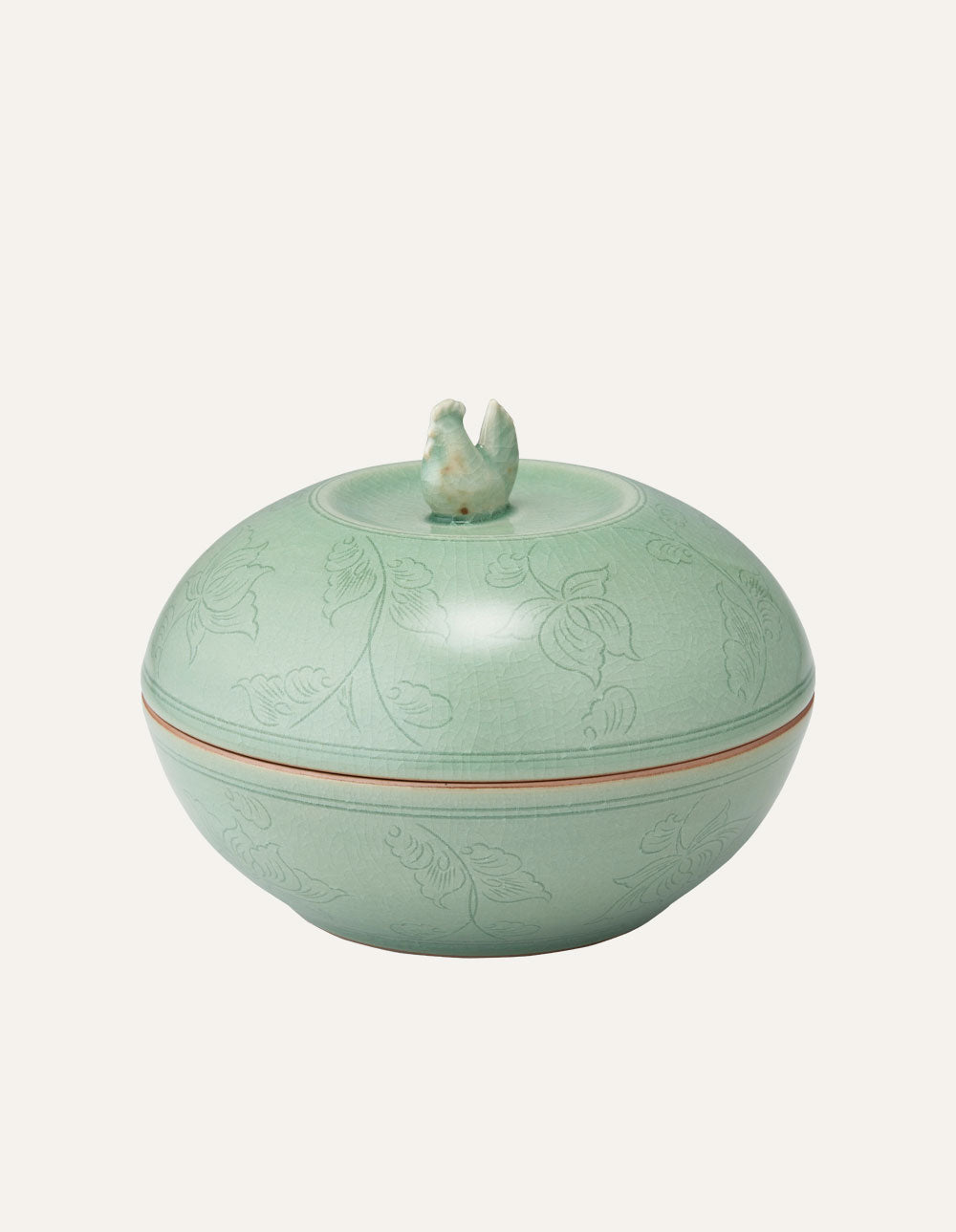 Rooster Lidded Bowl 15cm Celadon